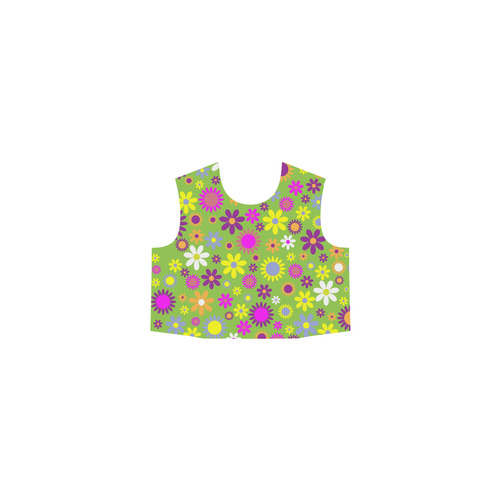 Retro Flower Power Lime Eos Women's Sleeveless Dress (Model D01)