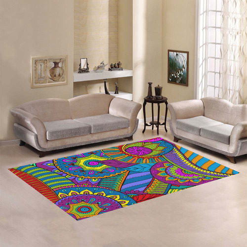 Pop Art PAISLEY Ornaments Pattern multicolored Area Rug7'x5'