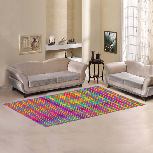 Rainbow Tartan Area Rug 7'x3'3''