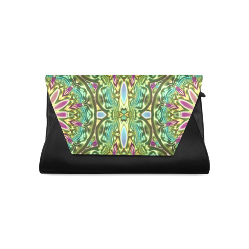 One and two half MANDALA green magenta cyan Clutch Bag (Model 1630)