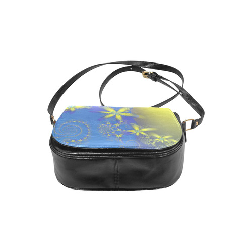 Flower Galaxies Yellow Blue Fractal Art Classic Saddle Bag/Small (Model 1648)