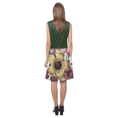 Seaweed and Vintage Floral Eos Women's Sleeveless Dress (Model D01)