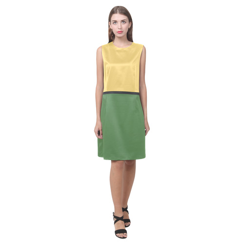 Lemon Drop and Hippie Green Eos Women's Sleeveless Dress (Model D01)