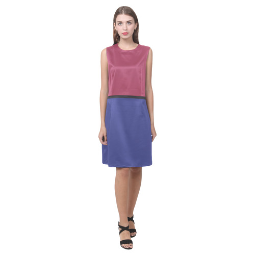Hippie Pink and Royal Blue Eos Women's Sleeveless Dress (Model D01)