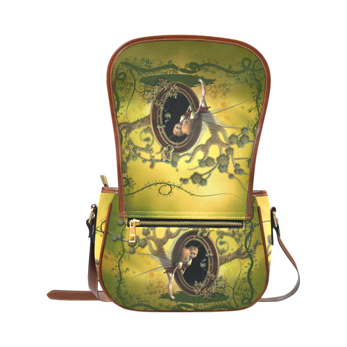 Cute fairy looking in a mirror Saddle Bag/Small (Model 1649) Full Customization