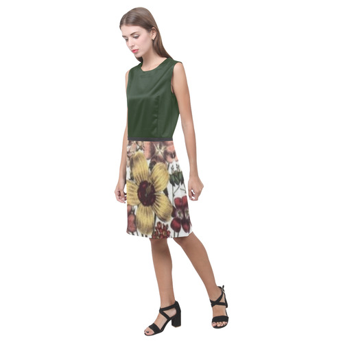 Seaweed and Vintage Floral Eos Women's Sleeveless Dress (Model D01)