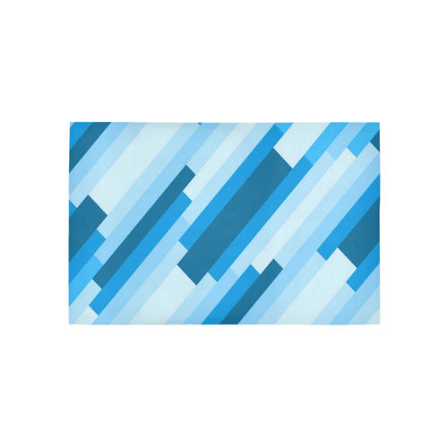Shades Of Blue Diagonal Stripes Area Rug 5'x3'3''