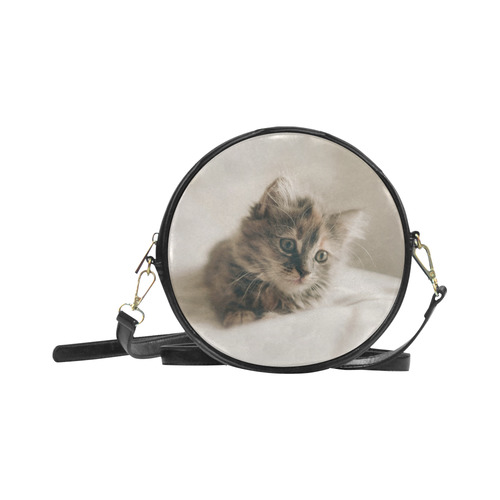 Lovely Sweet Little Cat Kitten Kitty Pet Round Sling Bag (Model 1647)
