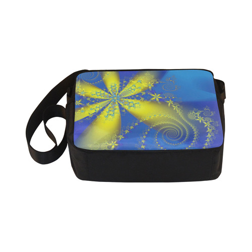 Flower Galaxies Blue Yellow Fractal Art Classic Cross-body Nylon Bags (Model 1632)