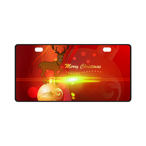 christmas design with reindeer License Plate