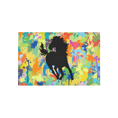 Horse Shape Template Colorful Splash Area Rug 5'x3'3''