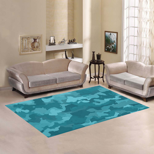 camouflage teal Area Rug7'x5'