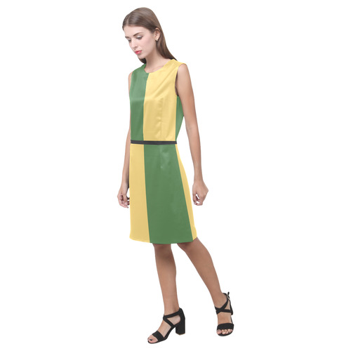 Hippie Green and Lemon Drop Eos Women's Sleeveless Dress (Model D01)