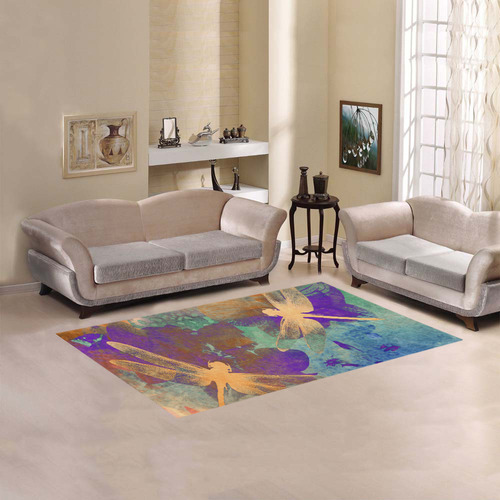 Orange Orange Dragonflies WW Area Rug 5'x3'3''