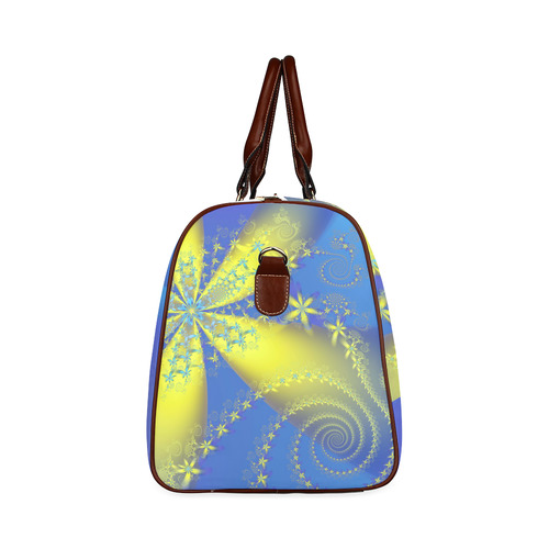 Flower Galaxies Blue Yellow Fractal Art Waterproof Travel Bag/Small (Model 1639)