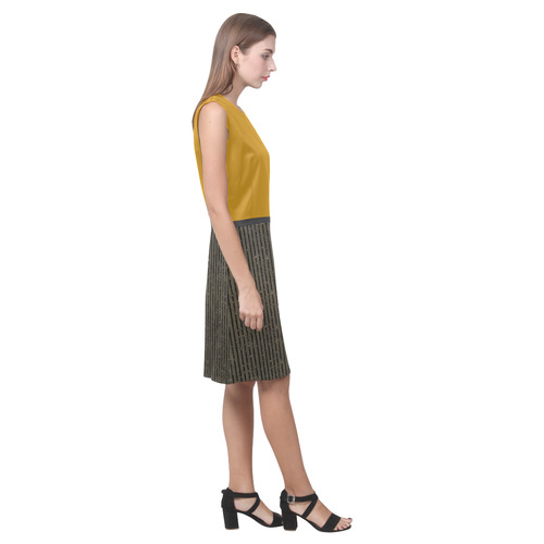 Pirate Gold and Sepia Stripe Eos Women's Sleeveless Dress (Model D01)