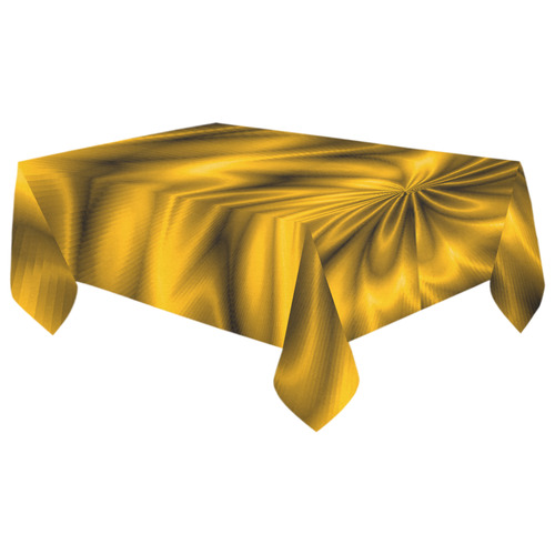 Golden Shiny Swirl Cotton Linen Tablecloth 60"x 104"