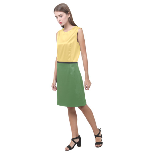 Lemon Drop and Hippie Green Eos Women's Sleeveless Dress (Model D01)