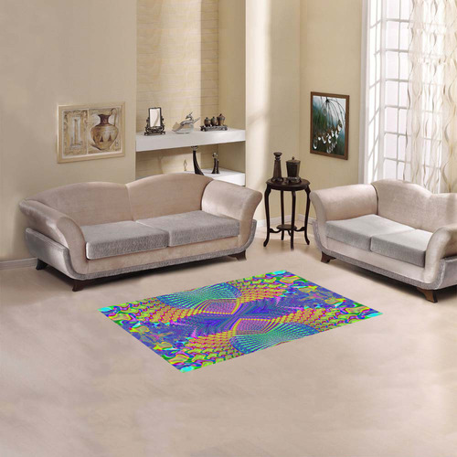 Multicolored Olympic Torches Fractal Abstract Area Rug 2'7"x 1'8‘’