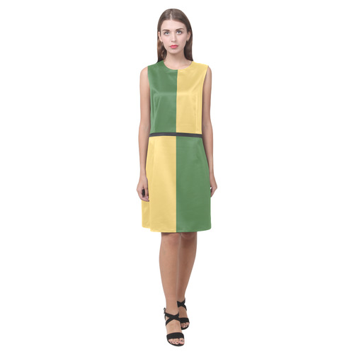 Hippie Green and Lemon Drop Eos Women's Sleeveless Dress (Model D01)