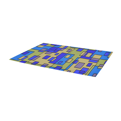 Blue Beige Abstract Square Area Rug 9'6''x3'3''