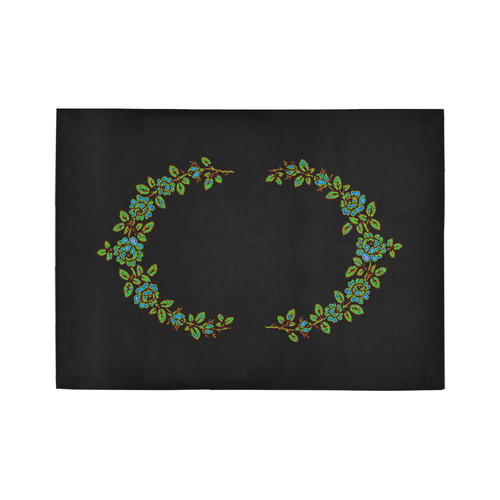 Multicolored Roses & Leaves Swag Area Rug7'x5'