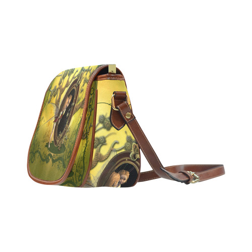 Cute fairy looking in a mirror Saddle Bag/Small (Model 1649) Full Customization