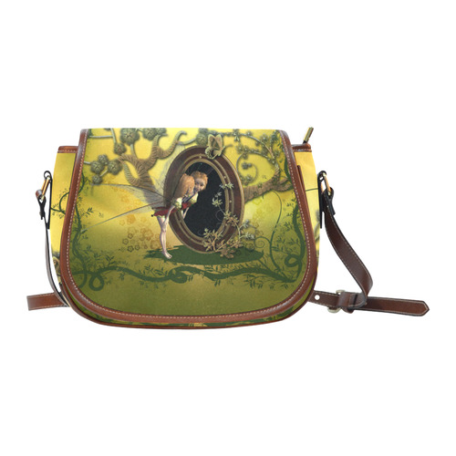 Cute fairy looking in a mirror Saddle Bag/Small (Model 1649) Full Customization