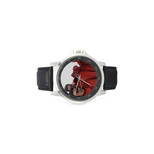 solitarios rojos watch Unisex Stainless Steel Leather Strap Watch(Model 202)