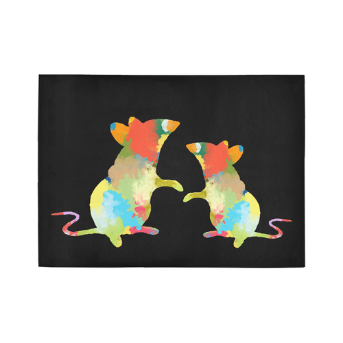 Mouse Shape Colorful Splash Design Area Rug7'x5'