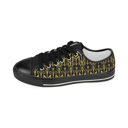 Beautiful BlackAnd Gold Art Deco Pattern Women's Classic Canvas Shoes (Model 018)