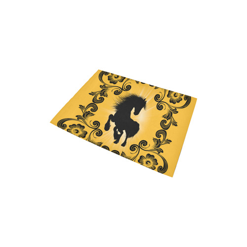 Black horse silhouette on yellow background Area Rug 2'7"x 1'8‘’