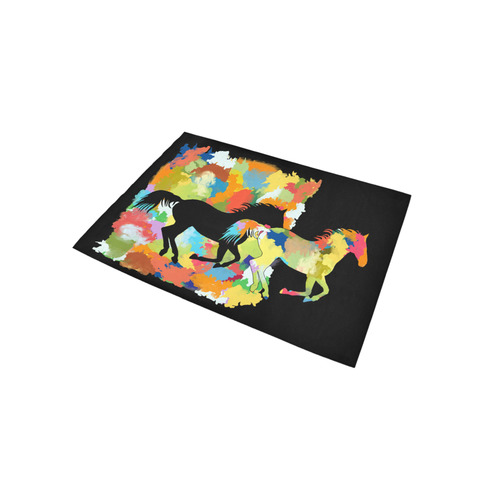 Horse  Shape Galloping out of Colorful Splash Area Rug 5'x3'3''