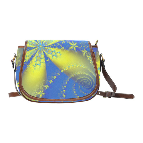 Flower Galaxies Blue Yellow Fractal Art Saddle Bag/Small (Model 1649) Full Customization