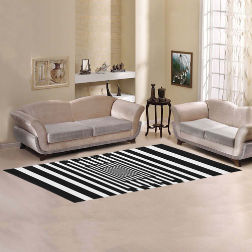 Graphical Stripes Black Area Rug 9'6''x3'3''
