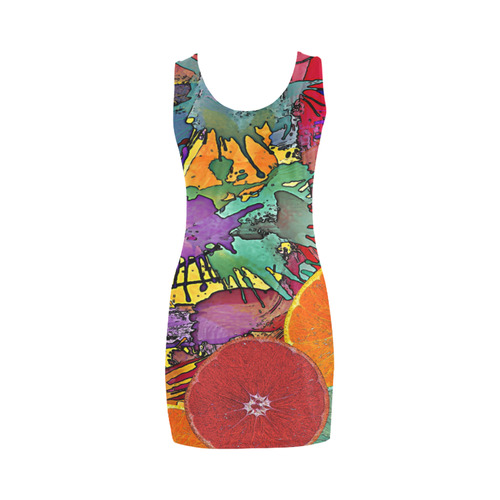 Pop Art Pattern Mix ORANGES SPLASHES multicolored Medea Vest Dress (Model D06)