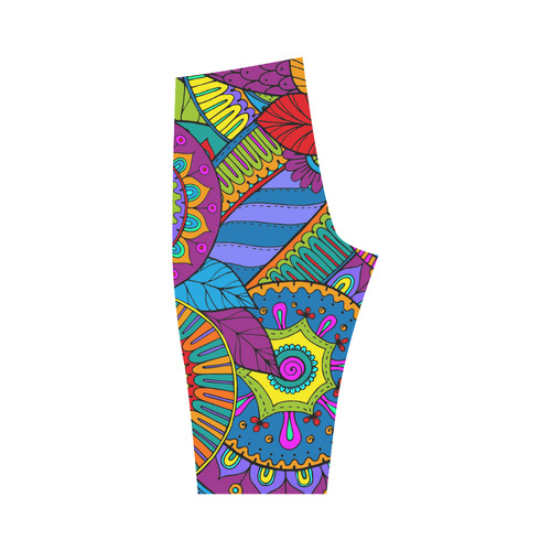 Pop Art PAISLEY Ornaments Pattern multicolored Hestia Cropped Leggings (Model L03)