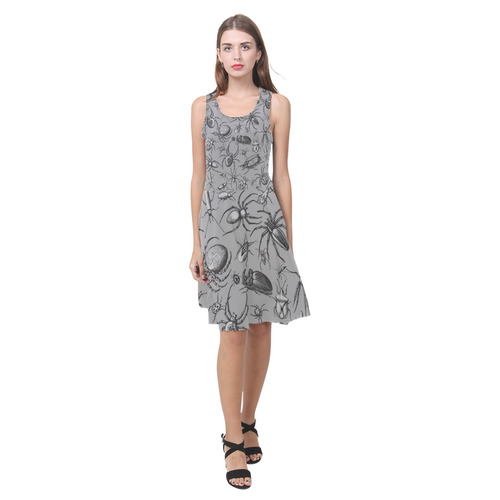 beetles spiders creepy crawlers bugs grey Atalanta Casual Sundress(Model D04)