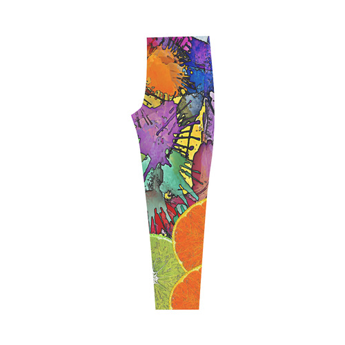 Pop Art Pattern Mix ORANGES SPLASHES multicolored Capri Legging (Model L02)