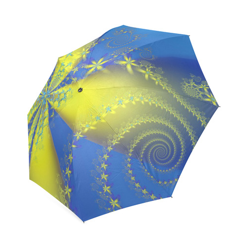 Flower Galaxies Blue Yellow Fractal Art Foldable Umbrella (Model U01)