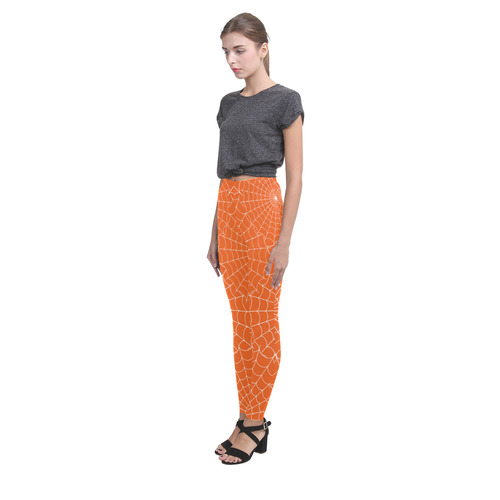 Halloween Spiderwebs - White and Orange Cassandra Women's Leggings (Model L01)