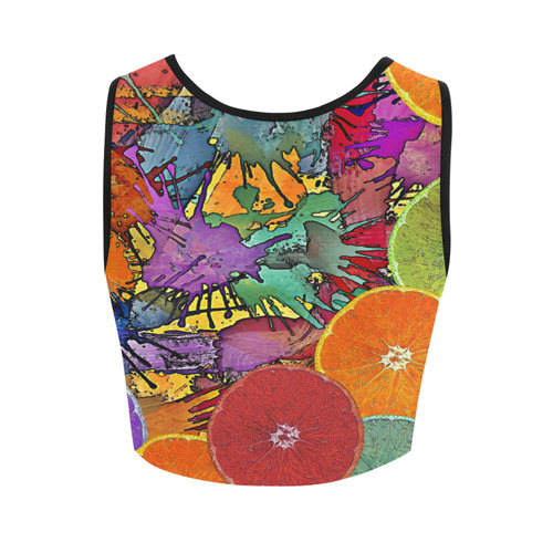 Pop Art Pattern Mix ORANGES SPLASHES multicolored Women's Crop Top (Model T42)