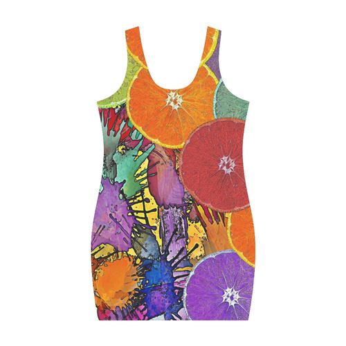 Pop Art Pattern Mix ORANGES SPLASHES multicolored Medea Vest Dress (Model D06)