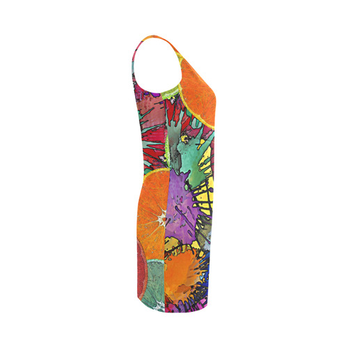 Pop Art Pattern Mix ORANGES SPLASHES multicolored Medea Vest Dress (Model D06)