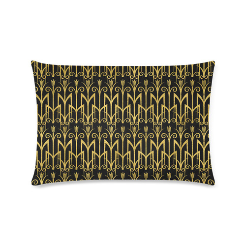 Beautiful BlackAnd Gold Art Deco Pattern Custom Rectangle Pillow Case 16"x24" (one side)