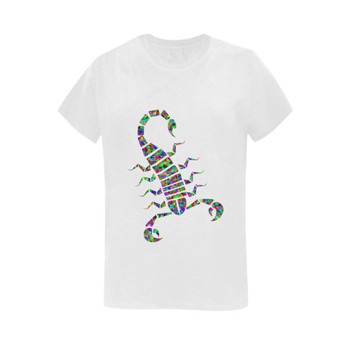 Abstract Triangle Scorpion White Women's T-Shirt in USA Size (Two Sides Printing)