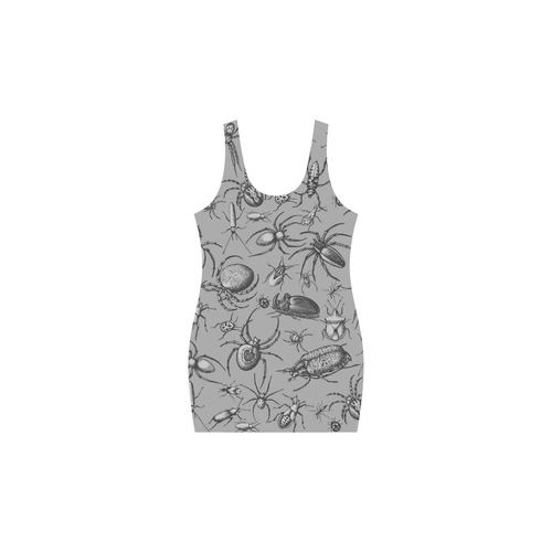 beetles spiders creepy crawlers bugs grey Medea Vest Dress (Model D06)