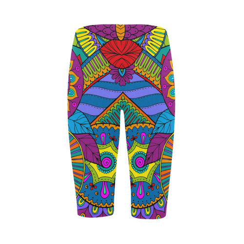 Pop Art PAISLEY Ornaments Pattern multicolored Hestia Cropped Leggings (Model L03)