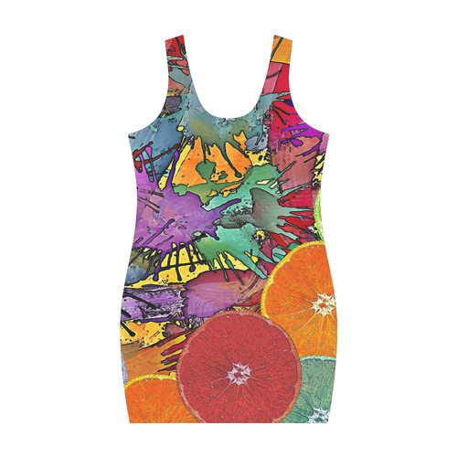 Pop Art Pattern Mix ORANGES SPLASHES multicolored Medea Vest Dress (Model D06)