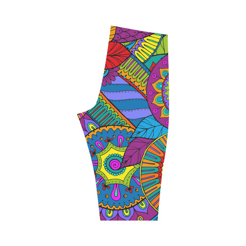 Pop Art PAISLEY Ornaments Pattern multicolored Hestia Cropped Leggings (Model L03)